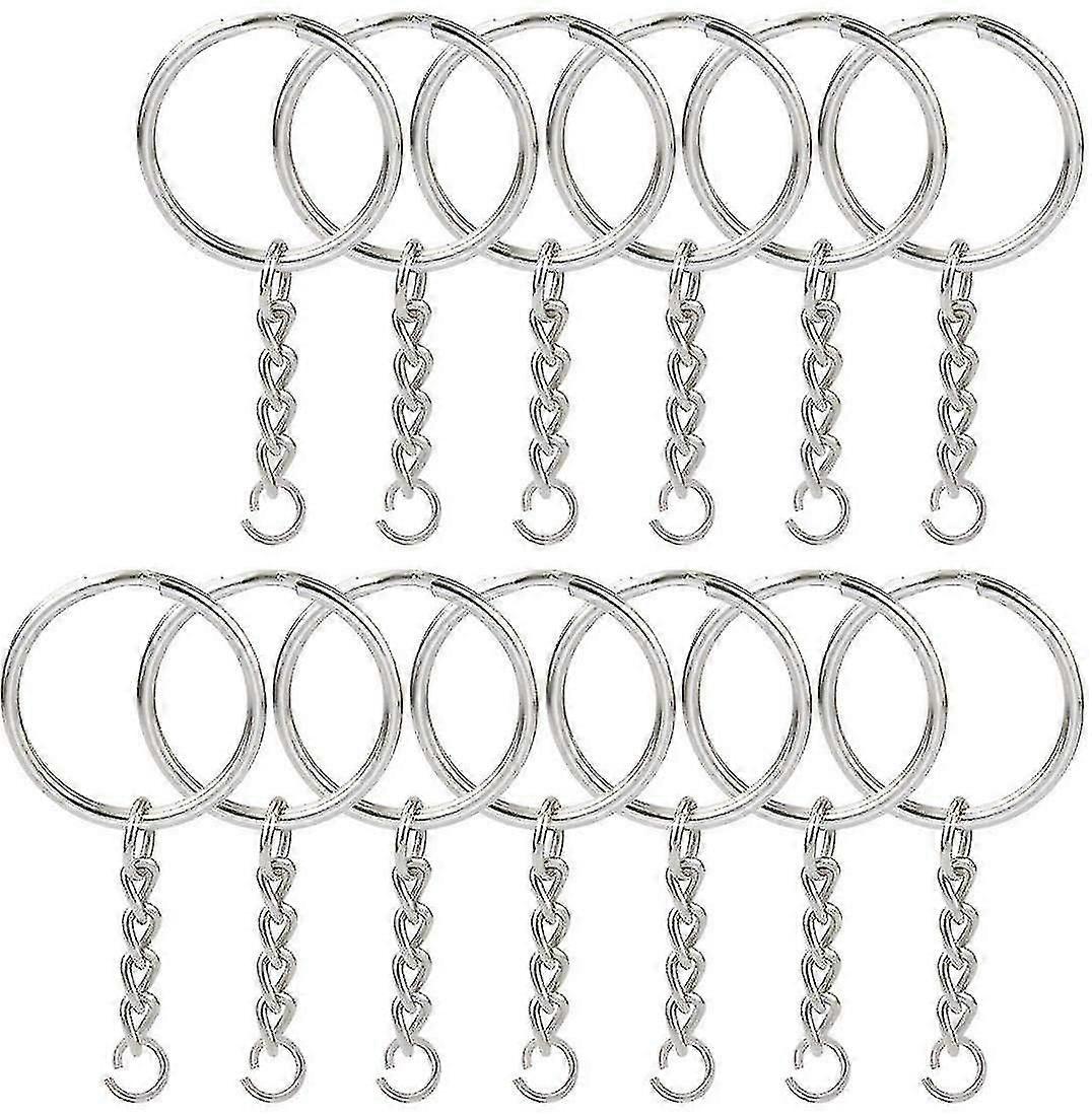 100 Pcs Key Ring, 25 Mm Key Ring With Silver Chain Key Ring With Rings