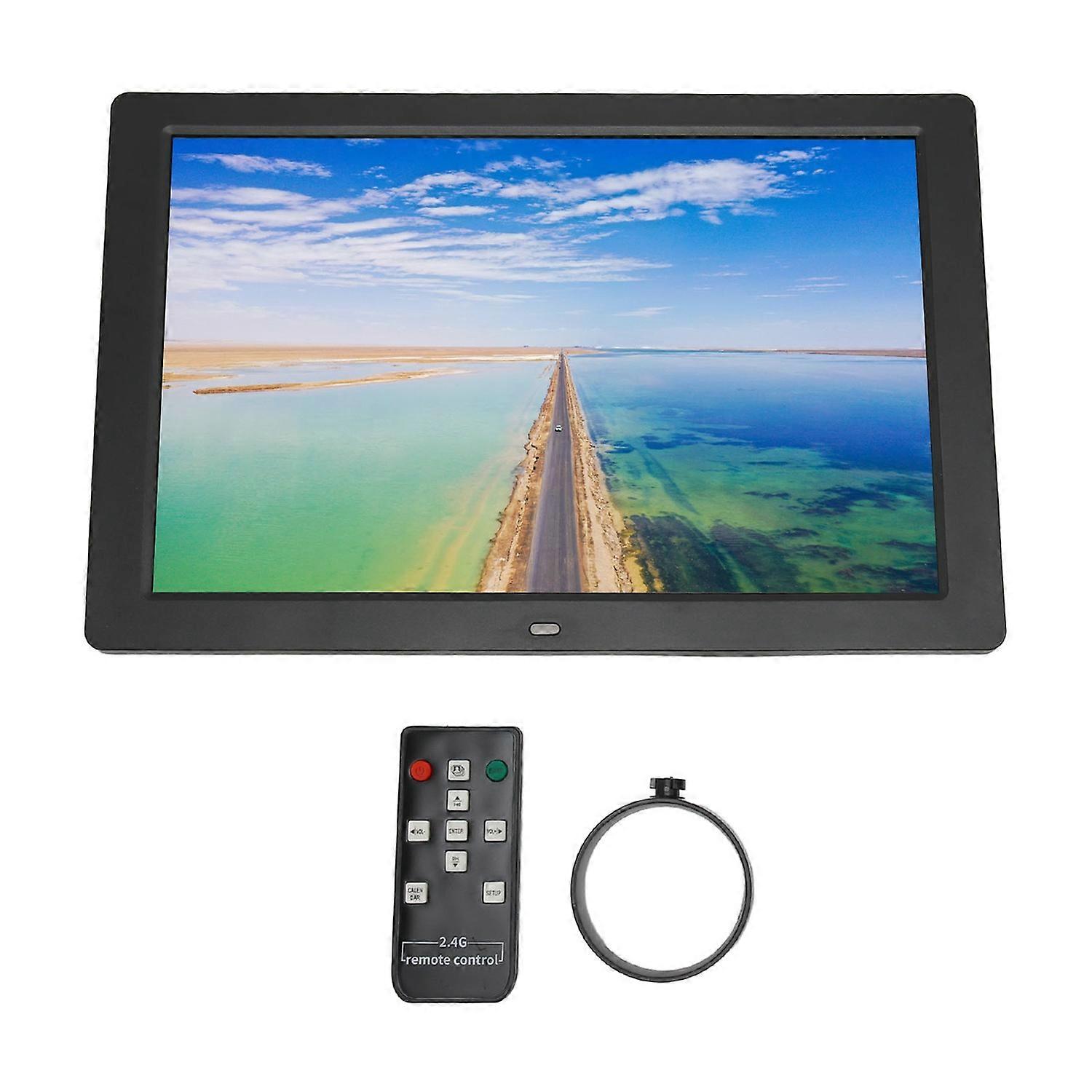 Digital Photo Frame 12.1 Inch 2.4G 1280x800 Electronic Photo Frame with Remote Control Black 100‑240
