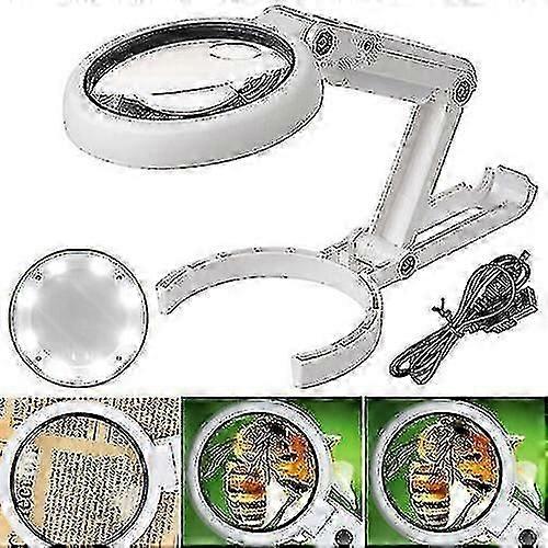 拡大8 LEDライトデスクランプ拡大鏡ガラス読書灯スタンドクランプ