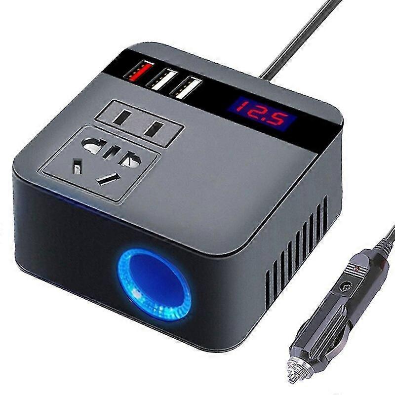 Car Inverter 150W Peak DC12V/24V to 110V/220V LED Display Sockets Power Inverter Adaptor Fast Chargi