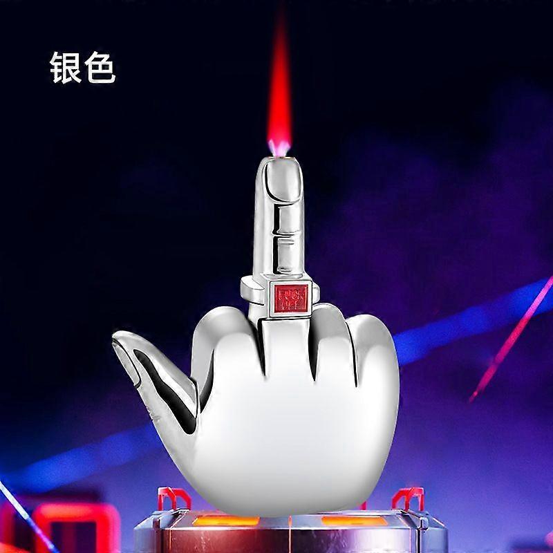 Online Red Will Sound Funny Vertical Middle Finger Windproof Lighter Inflatable Creative Weird For Boyfriend Igniter