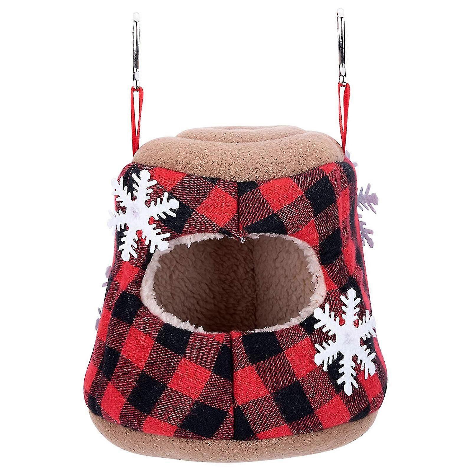 Xmas Bird Nest House Snuggle Hut Hanging Hammock Cage Tent Plush Hideaway
