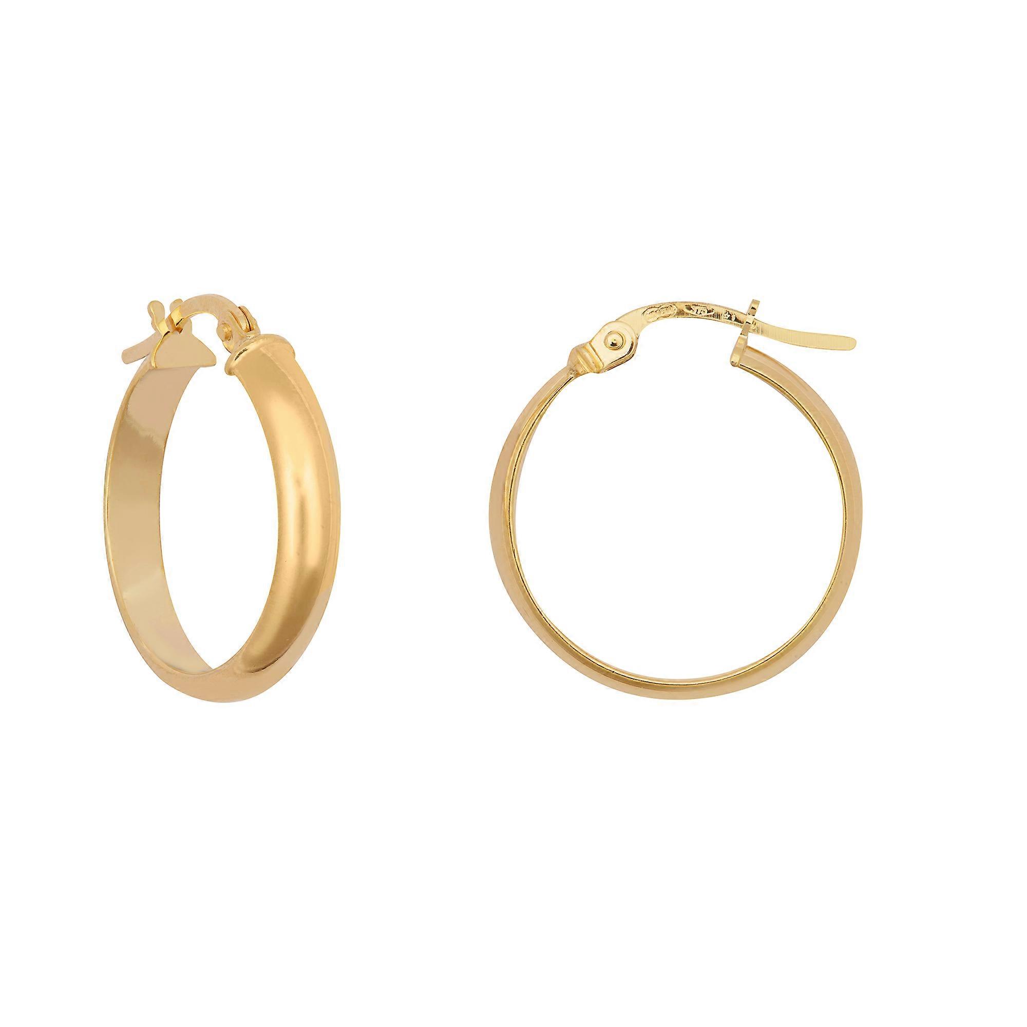Jewelco London Ladies 9ct Yellow Gold D-Shape Wedding Band Style 3mm Hoop Earrings 18mm