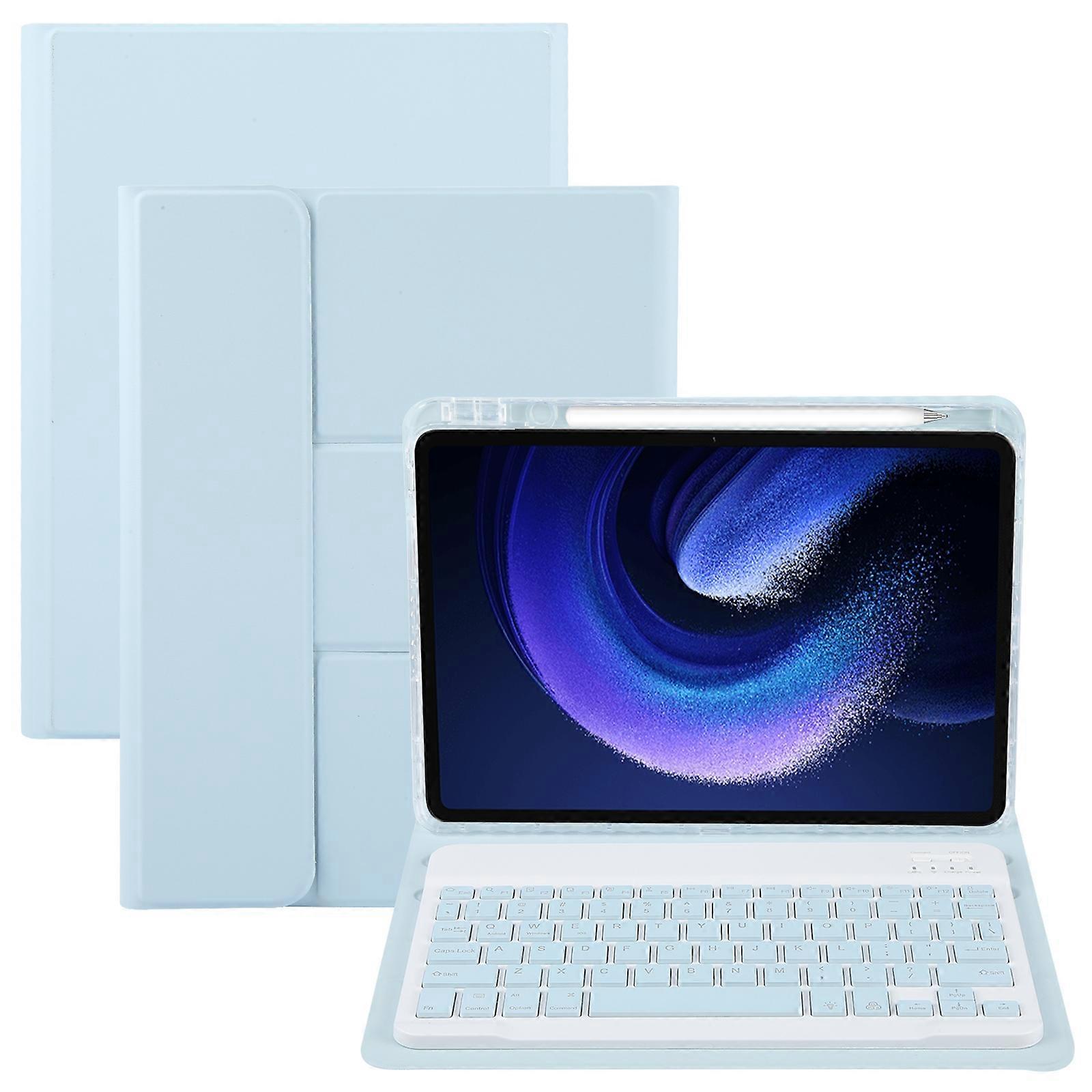 Square Button Backlight Bluetooth Keyboard Rotatable Holder Leather Case