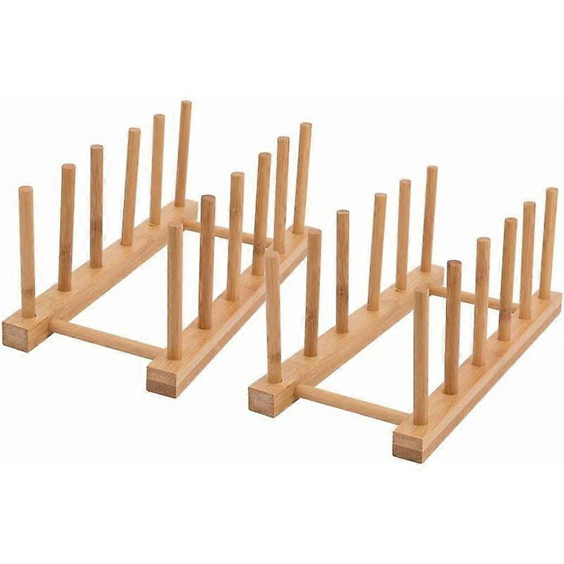 Bamboo Storage Rack, Kitchen Storage Dish Drainer Bamboo Rack for Plates(2 of)