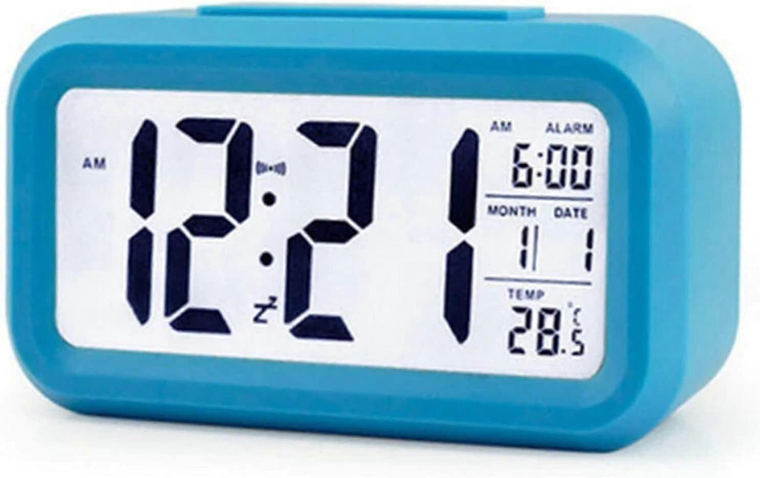 Led Digital Alarm Clock Backlight Snooze Mute Calendar Desktop Electronic Bcaklight Table Clocks Desktop Clock (blu)