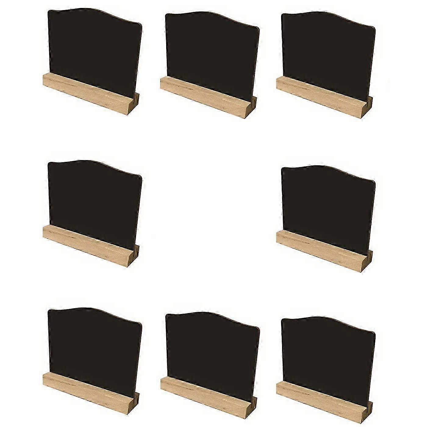Decorative small blackboard, 8 - piece set, with wooden base, ideal for home, café and party decoration, reusable and easy - to - write on