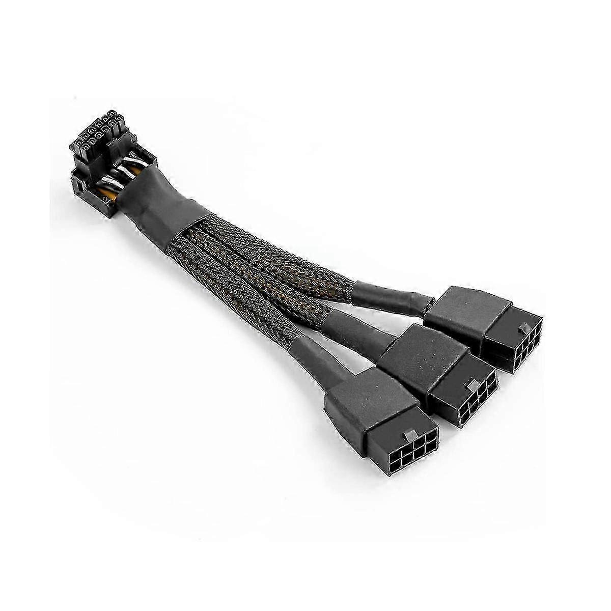 16pin Gpu Cable To 3x 8 Pin Pcie Extension - 16awg Pcie 5.0 Right Angle 16 Pin 12+4pin Supply Adapt