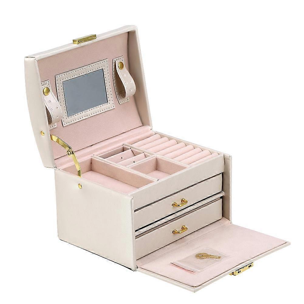 Three-layer jewelry storage box PU earring necklace display cabinet