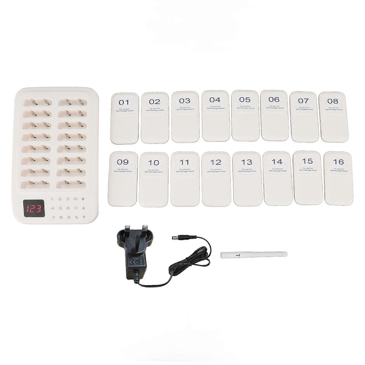 Restaurant Pager System 1640ft Long Range Touch Tastatur Queue Calling System 16 Pager mit Blinken