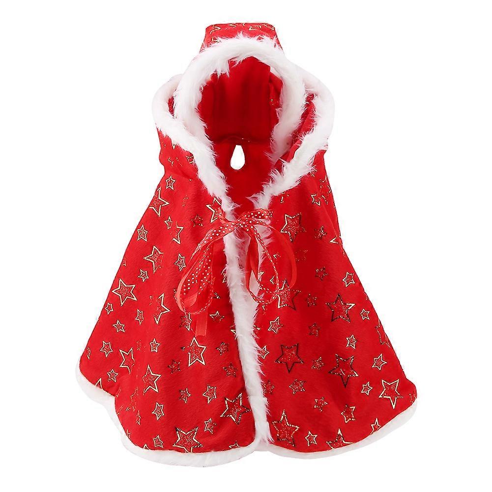 Pet Dog Cat Cloak with Hat - Puppy Hooded Shawl Winter Hoodie Coat for Christmas, Fleece Material, Multiple Sizes