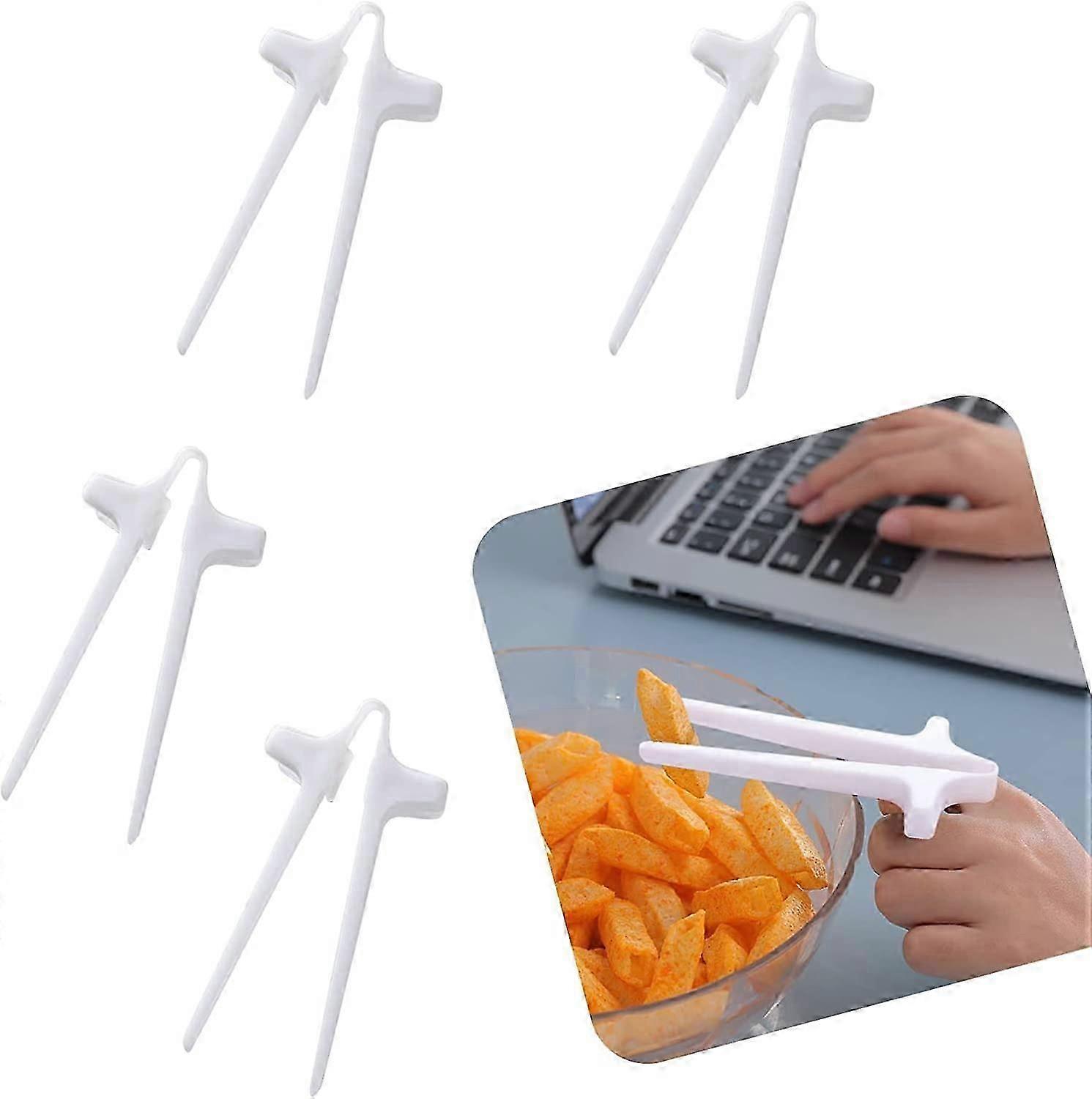 4 Pcs Finger Chopsticks(White)