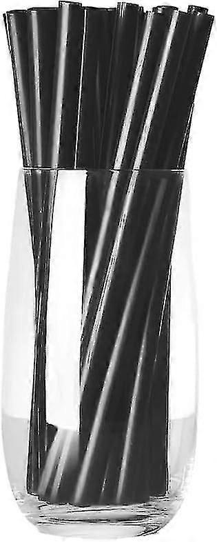 200 عبوة قش مخفوق ، شفاطات بلاستيكية سوداء 22 سم (قطر 8 مم) ، شرائح قش للحليب والعصير والكوكتيل