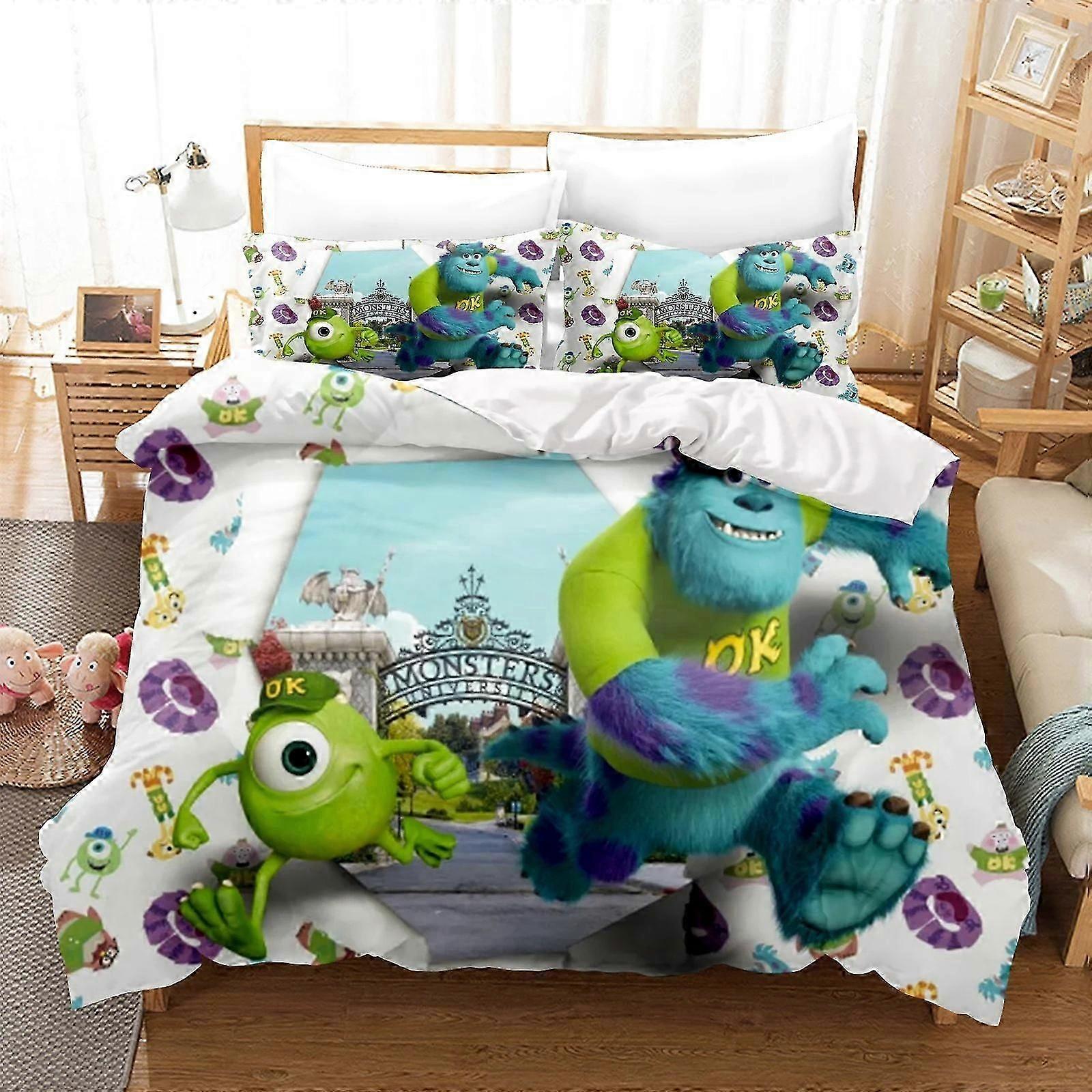i86 Lençóis Monsters Inc. conjunto de cama dos desenhos animados rainha edredom conjunto macio têxtil do lar poliéster impressão digital 3D cama king size Lençóis ggr8