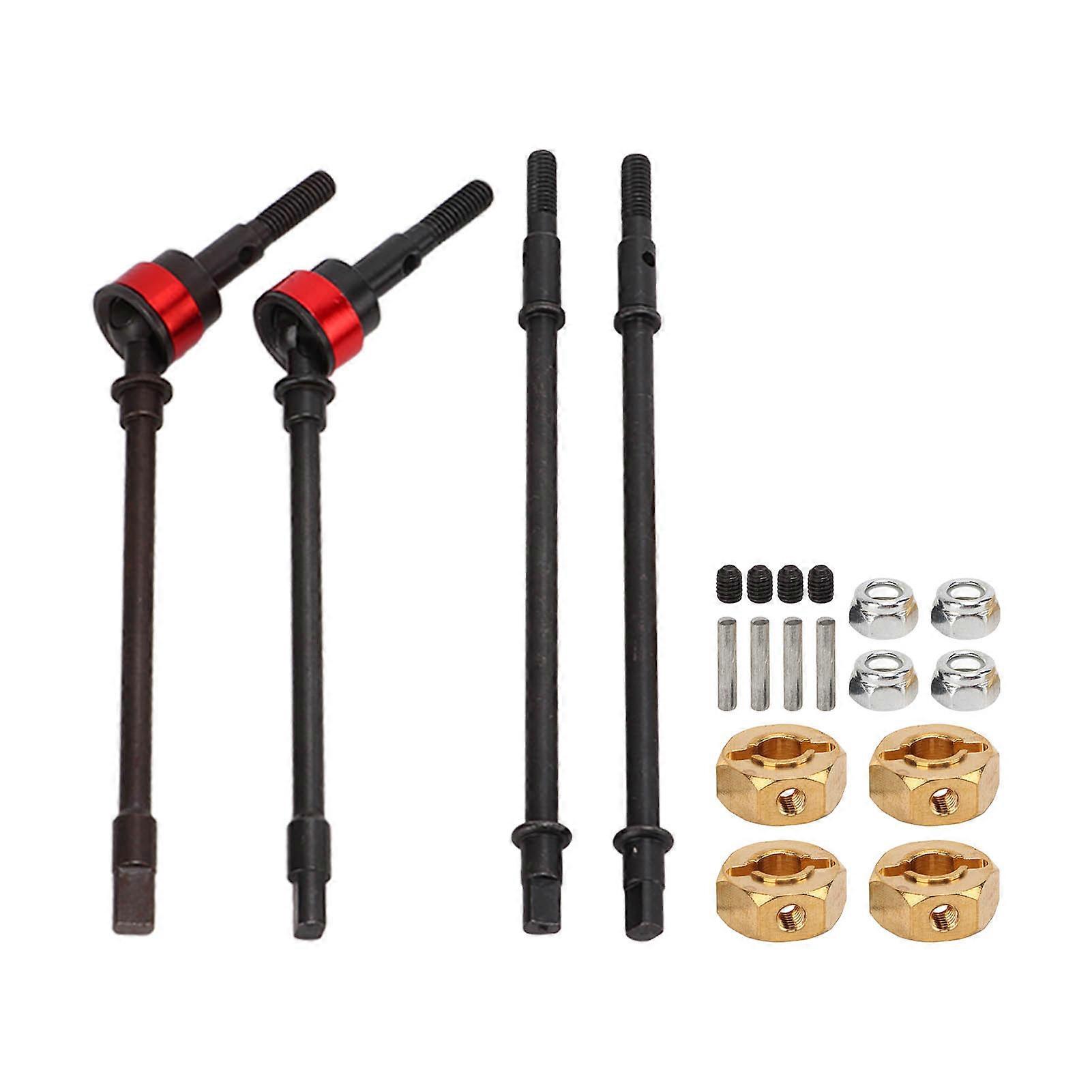RC Front and Rear Axle Drive Shaft CVD Set with Brass Couplers for Axial SCX10 1/10 RC Car Upgrade PartsRed