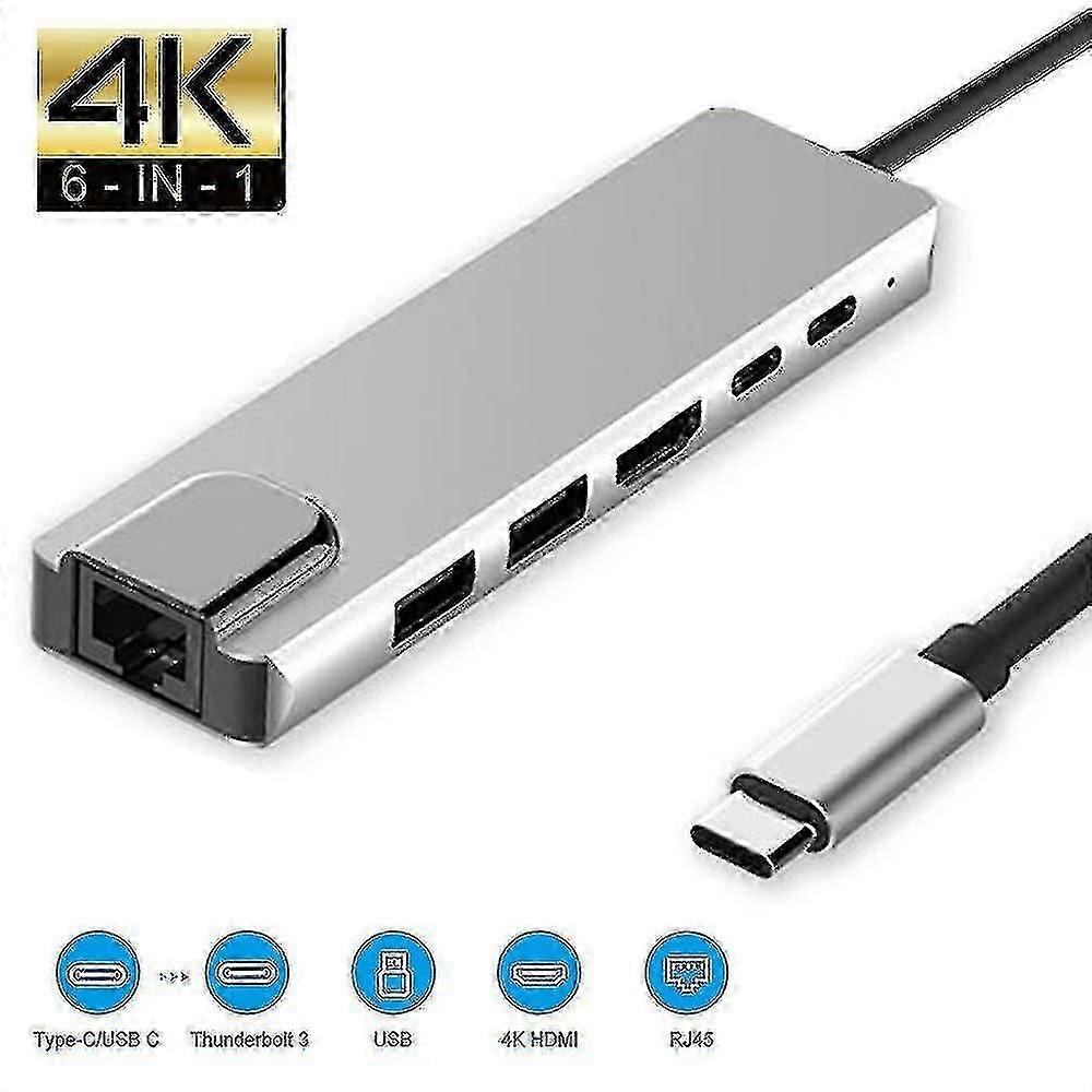 Usb C Hub 6 في 1 Usb C إلى Hdmi محول نوع C منفذ Usb 3.0 الأجهزة