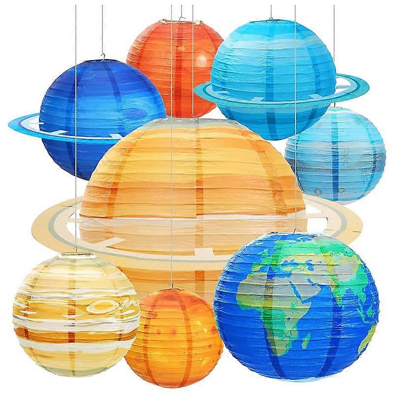 Lot de 8 lanternes en papier multicolores représentant les planètes du système solaire