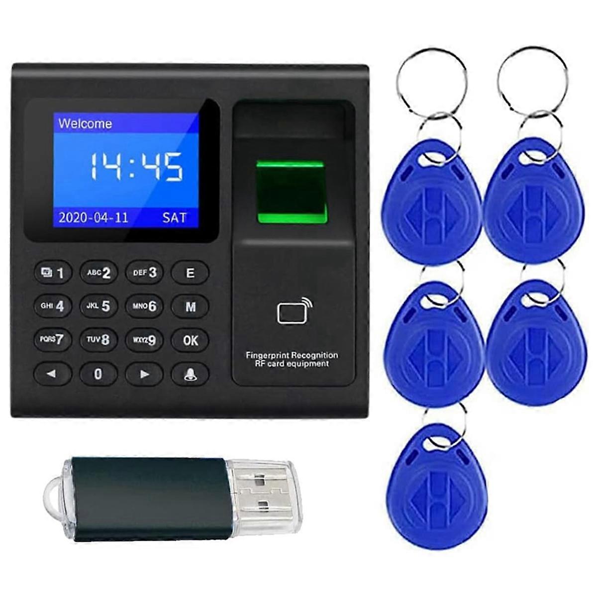 Time Attendance Machine Fingerprint Password Time Clock for Employee with Finger Scan, RFID and PIN 