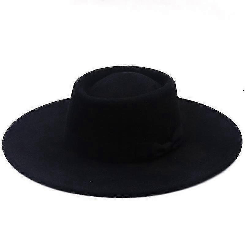 Chapéus para homens mulheres lã feltro bowler chapéu com bowknot flat top estilo wide brim leve retro clássico