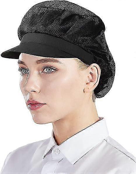 Black 3pcs Chef Hat Kitchen Cooking Chef Cap Food Service Hair Nets For Women One Size