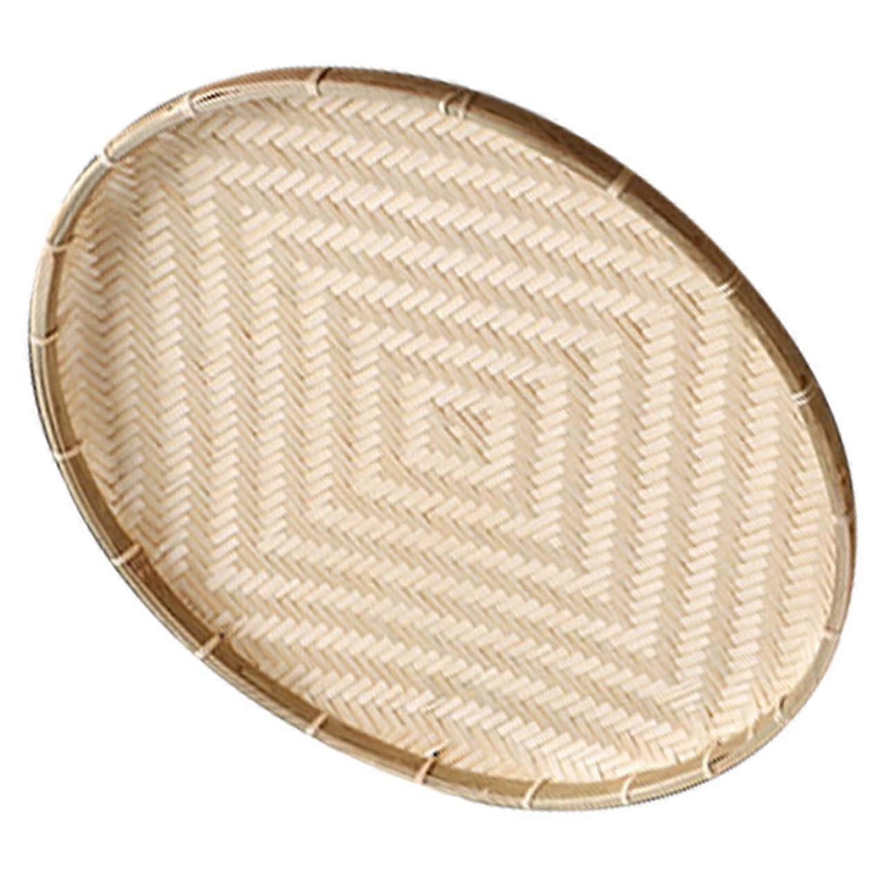 Natural Bamboo Woven Tray for Home Kitchen Storage and Serving