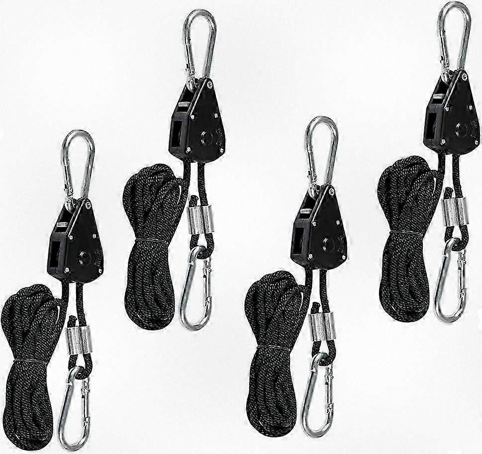 4 Pieces Heavy Duty Ratchet Straps with Hooks, Adjustable Tie Down Straps for Grow Lights, 150lb Capacity, Lightweight Design