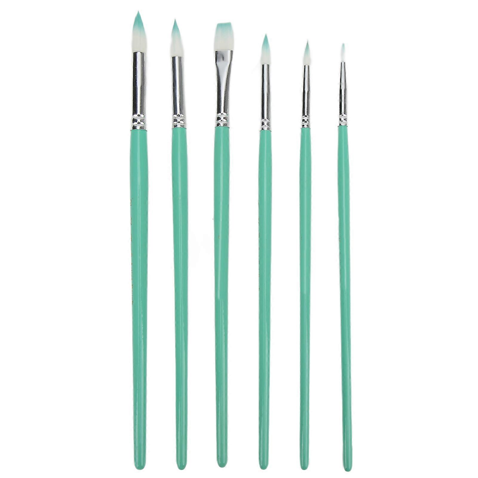 6Pcs Watercolor Brushes Multifunctional Easy Cleaning Wide Application Premium Material Durable Paintbrush SetBamboo Green