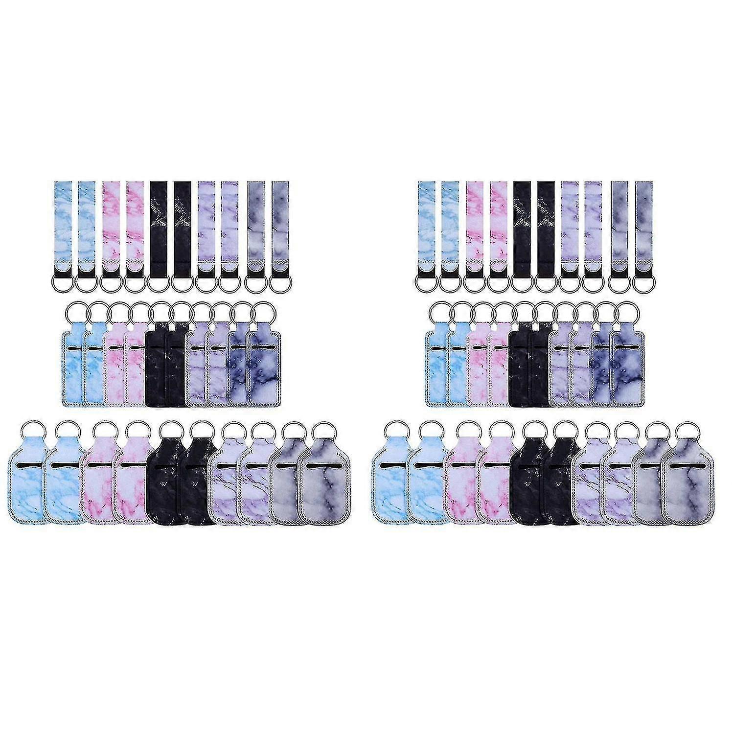 60pcs Marble Style Bottle Keychain Holders Set, Keychain Wristlet