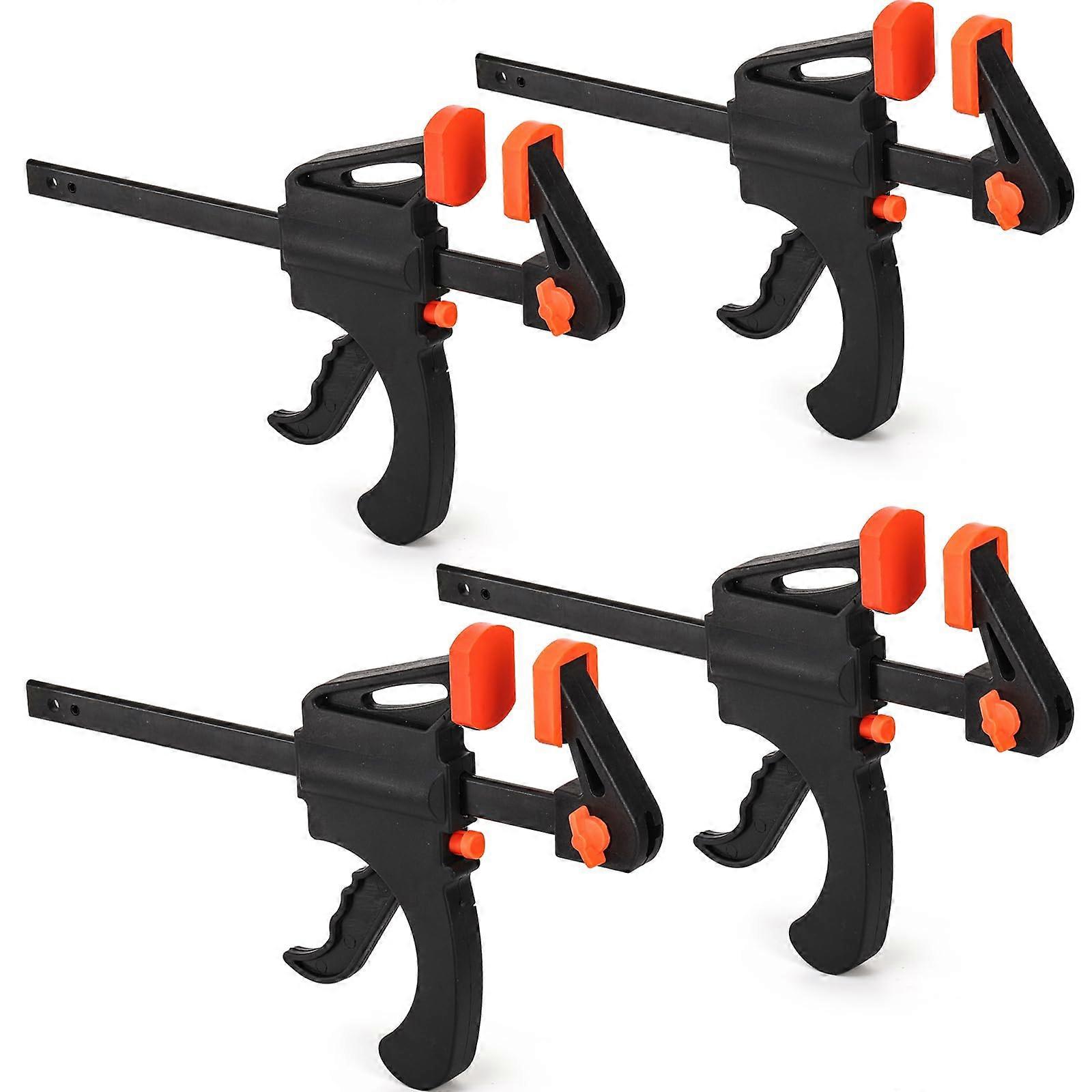 6 inch Bar Clamps for Woodworking, 4 Pack One-Handed Wood Clamp/Spreader Set, Quick-Change Trigger Clamps