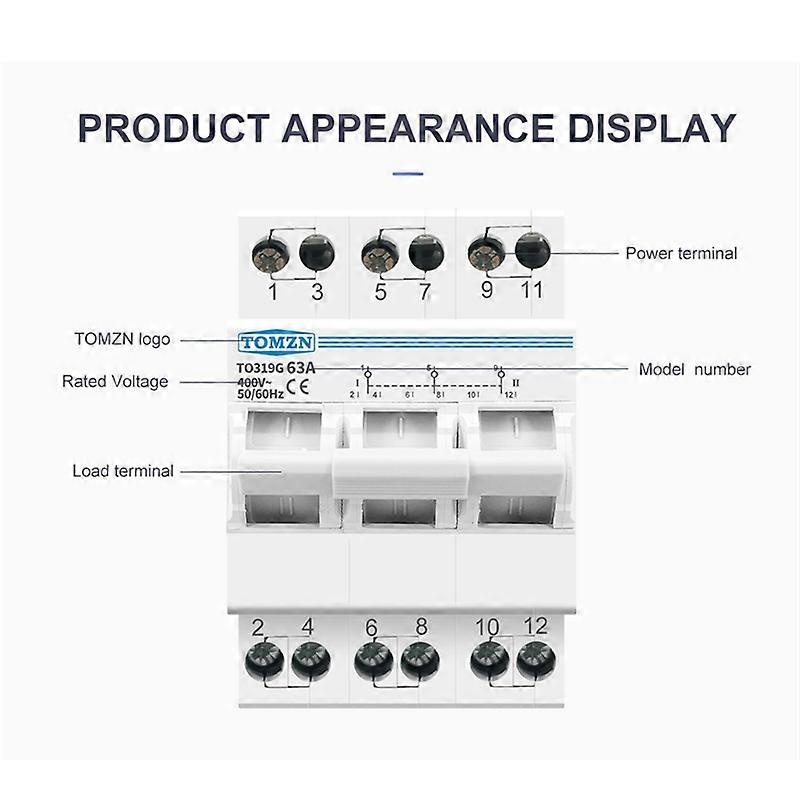 TOMZN TO319G 3P 63A MTS Isolating Switch Interlock Circuit Breaker