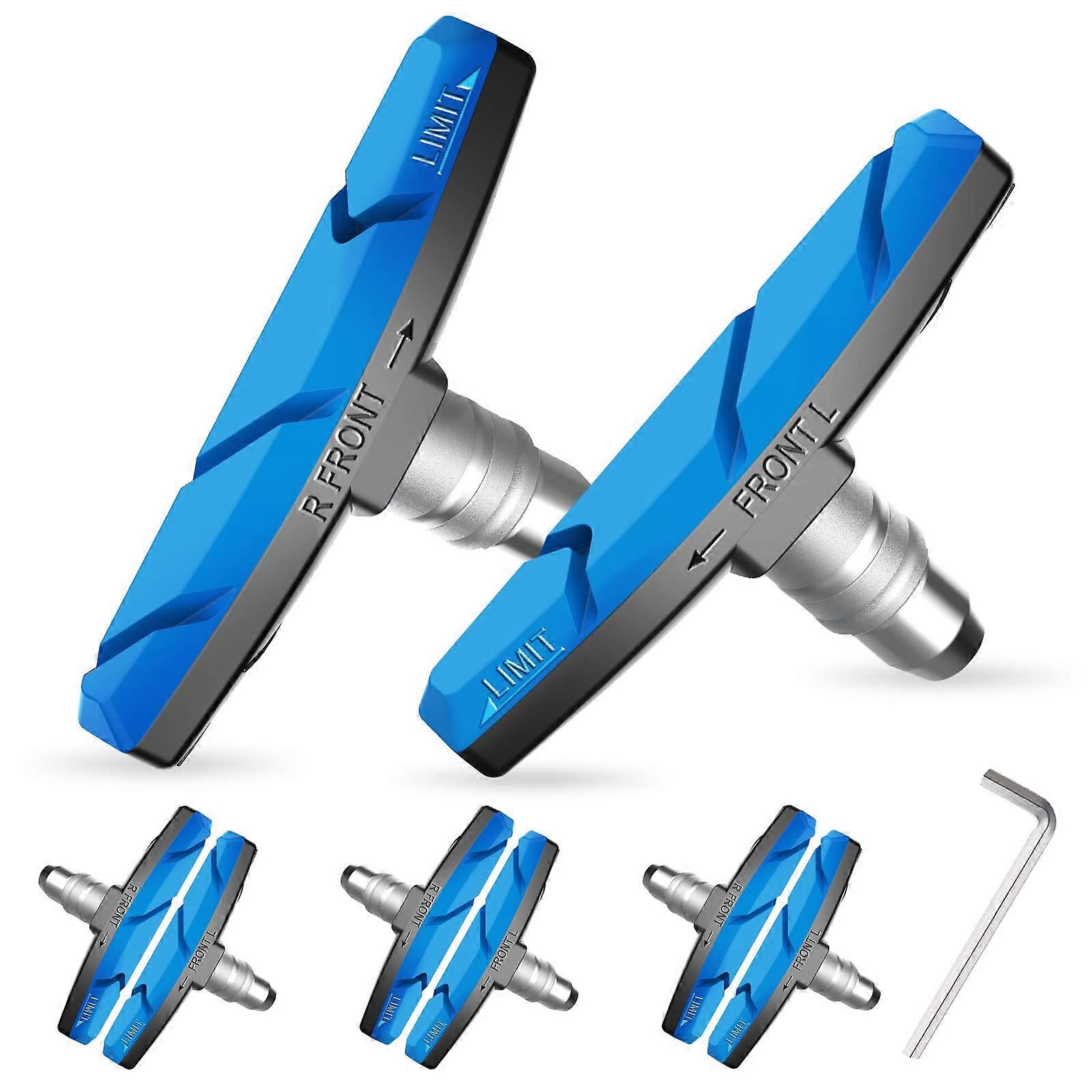 Bicycle Brake Pads Set, 3 Pairs Road Mountain Bike Compatible, Durable High-Performance Material