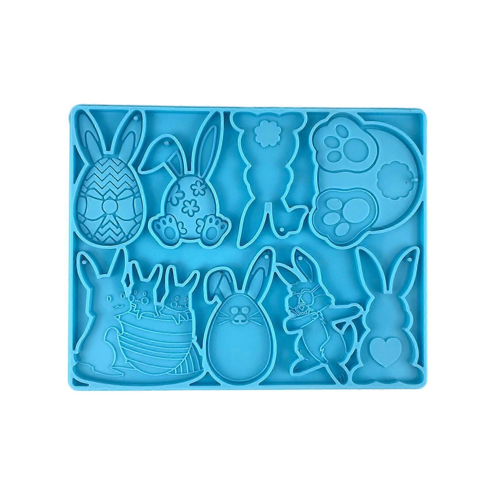 Easter Egg Rabbit Carrot Bunny Silicone Molds for Easter Chocolate Cake Pudding Jelly Dessert Decoration Party Supplies  Blue