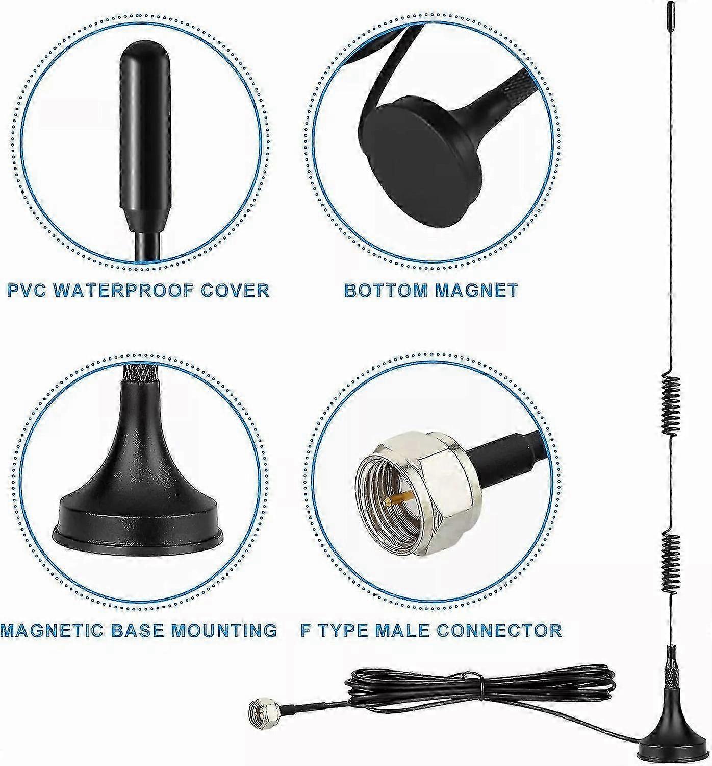 Antenna Radio FM DAB UKW 7dBi Con Cavo Da 3 M E Base Magnetica Per Radio Digitale - Foto 8