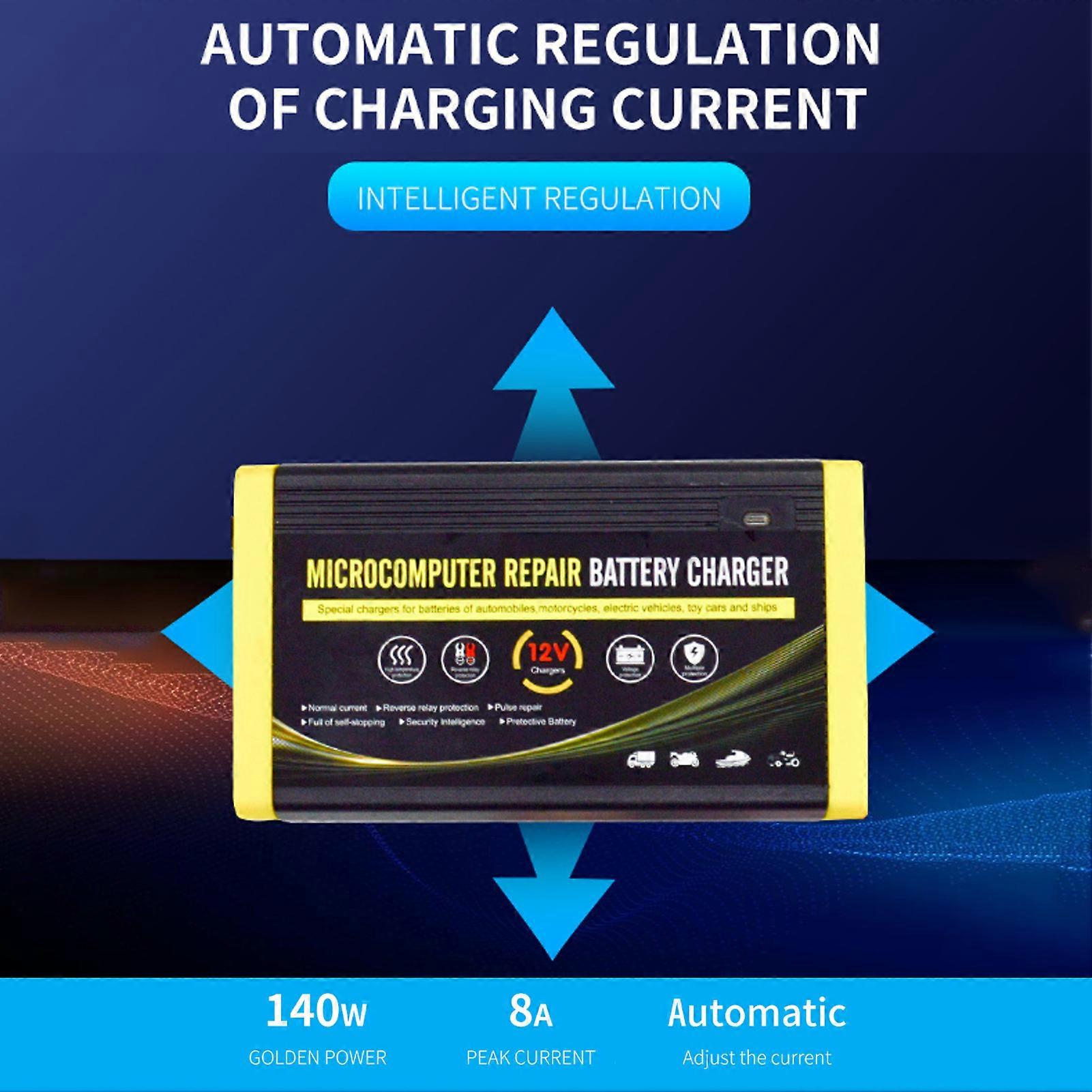 Car Battery Charger, 12V 6A Intelligent Repair Charger for Motorcycles, Cars, SUVs, Dry Batteries, Water Batteries, Lead Acid Batteries US Plug