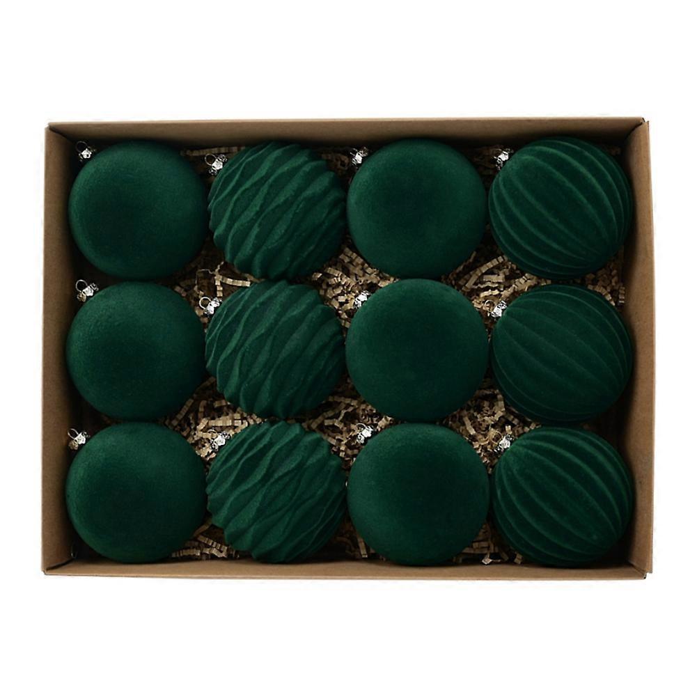 12Pcs/Box Christmas Velvet Ball Ornaments 8cm Xmas Tree Ornaments Set Xmas Decorative Hanging Ornaments Christmas Tree Decor