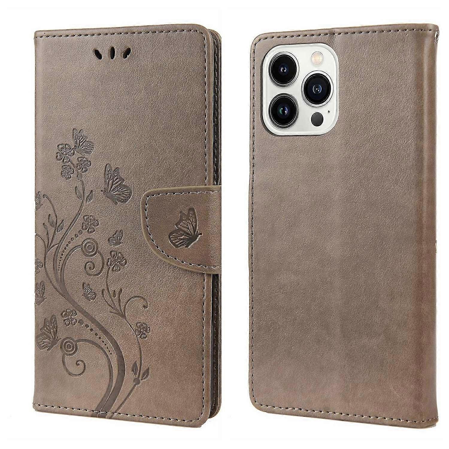 Butterfly Flower PU Case Compatible with iPhone 14 Pro