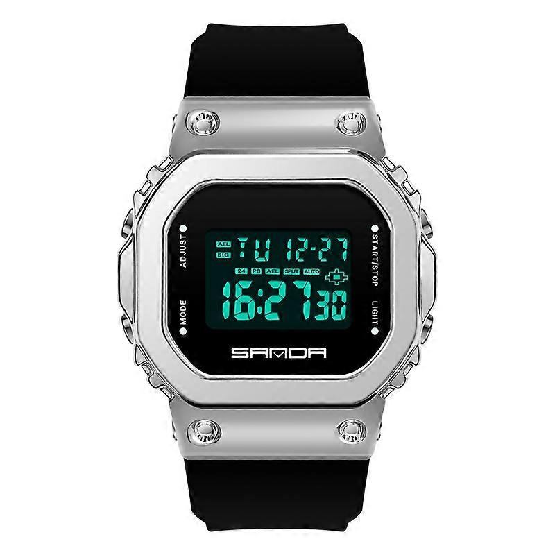 SANDA 9006 Tempered Mirror Luminous Waterproof Dual Display Electronic Watch