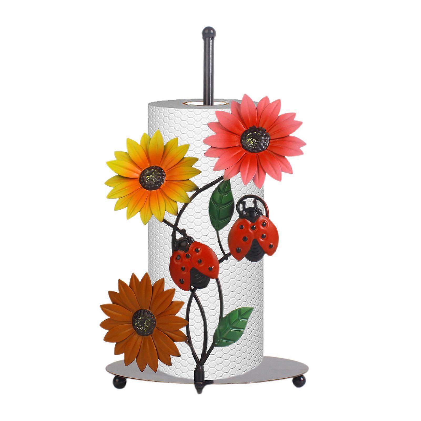 For Ladybug Style Tricolor Flower Iron Table Tissue Rack, Dining Table Tissue Sto...