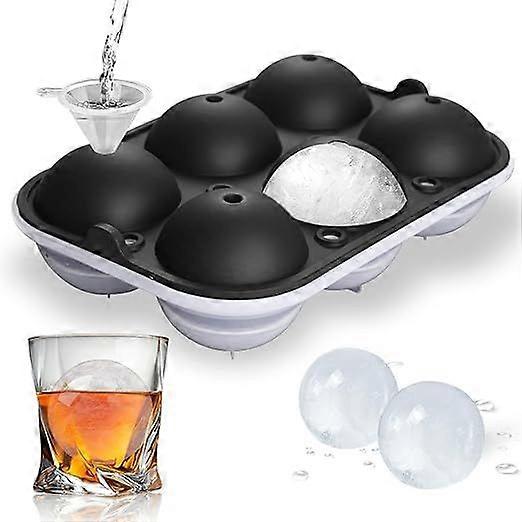 Ice Ball Maker, TINANA Reusable 2.5 Inch Ice Cube Trays, Easy Release Silicone Round Ice Sphere Tray with Lids & Funnel for Whiskey