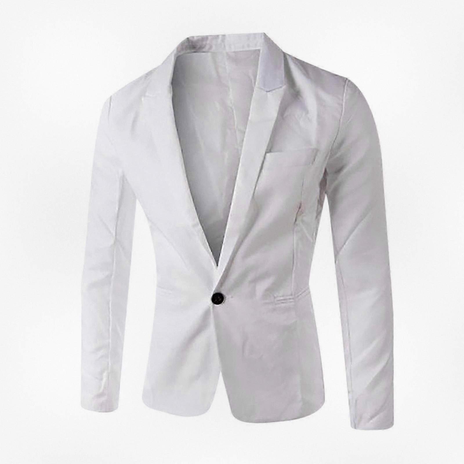 Men's Single Button Solid Color Business Blazer Jacket