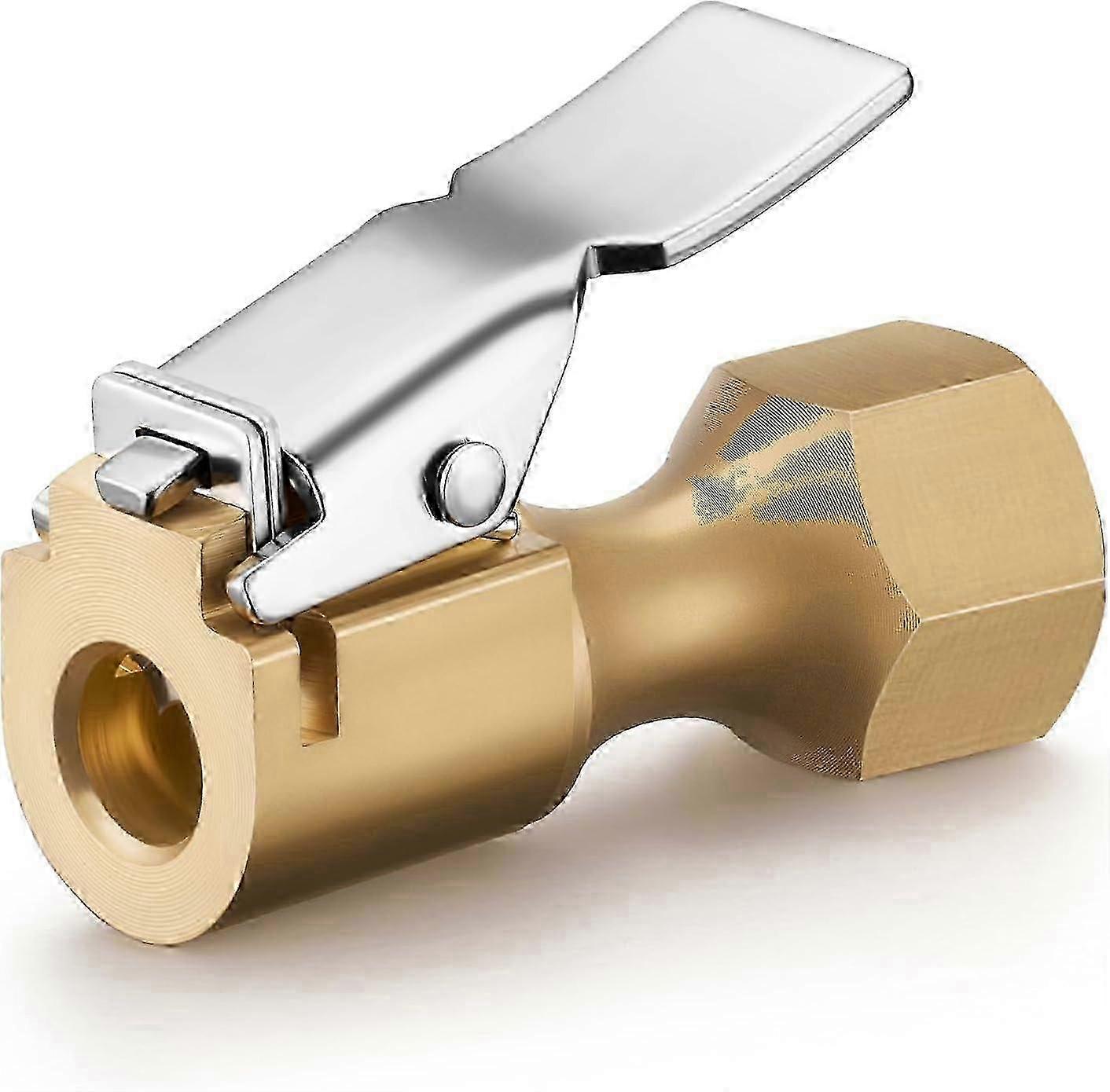 1 قطعة مشبك هواء الثقيلة مغلقة تدفق قفل الإطارات المشبك مع المشبك ، مناسبة لملحقات ضاغط أداة النفخ ، أصفر