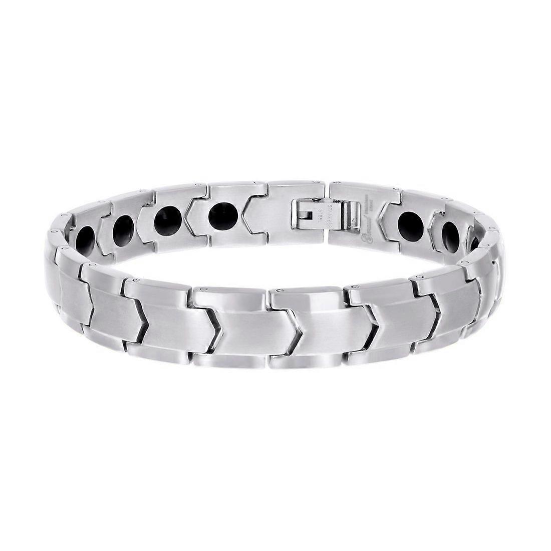Pulseira masculina de aço inoxidável, 8,5 polegadas (21,6 cm), 11 mm de largura, com elos.