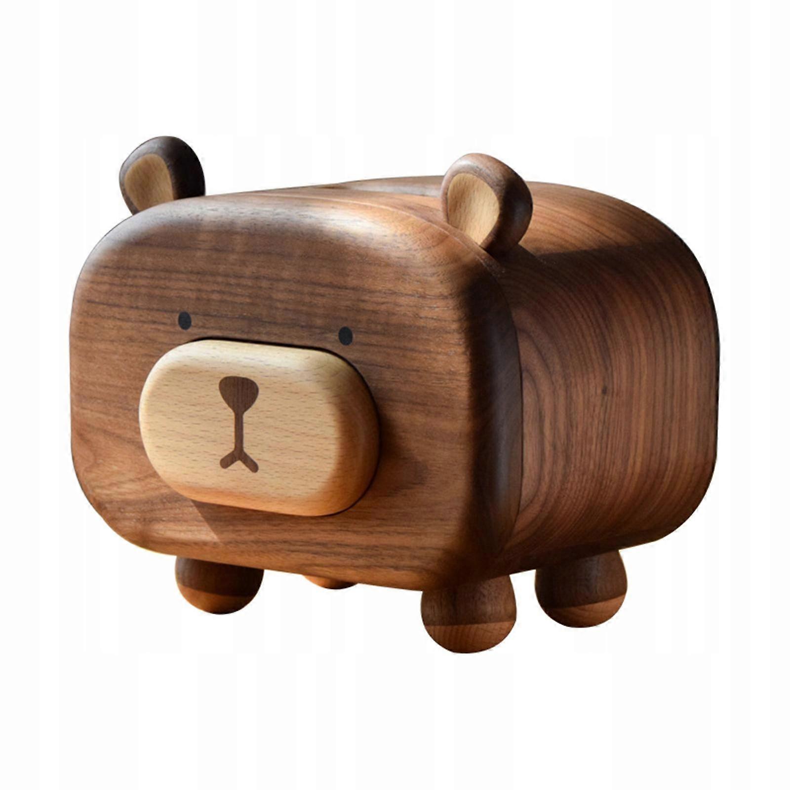 Tissue Box Holder In The Shape Of A Teddy Bear With Wood
