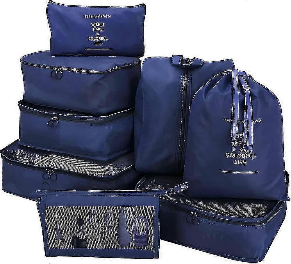 Packing Cube Set 8 Pieces, Multifunctional Suitcase Organizer Set Waterproof Packing Cubes