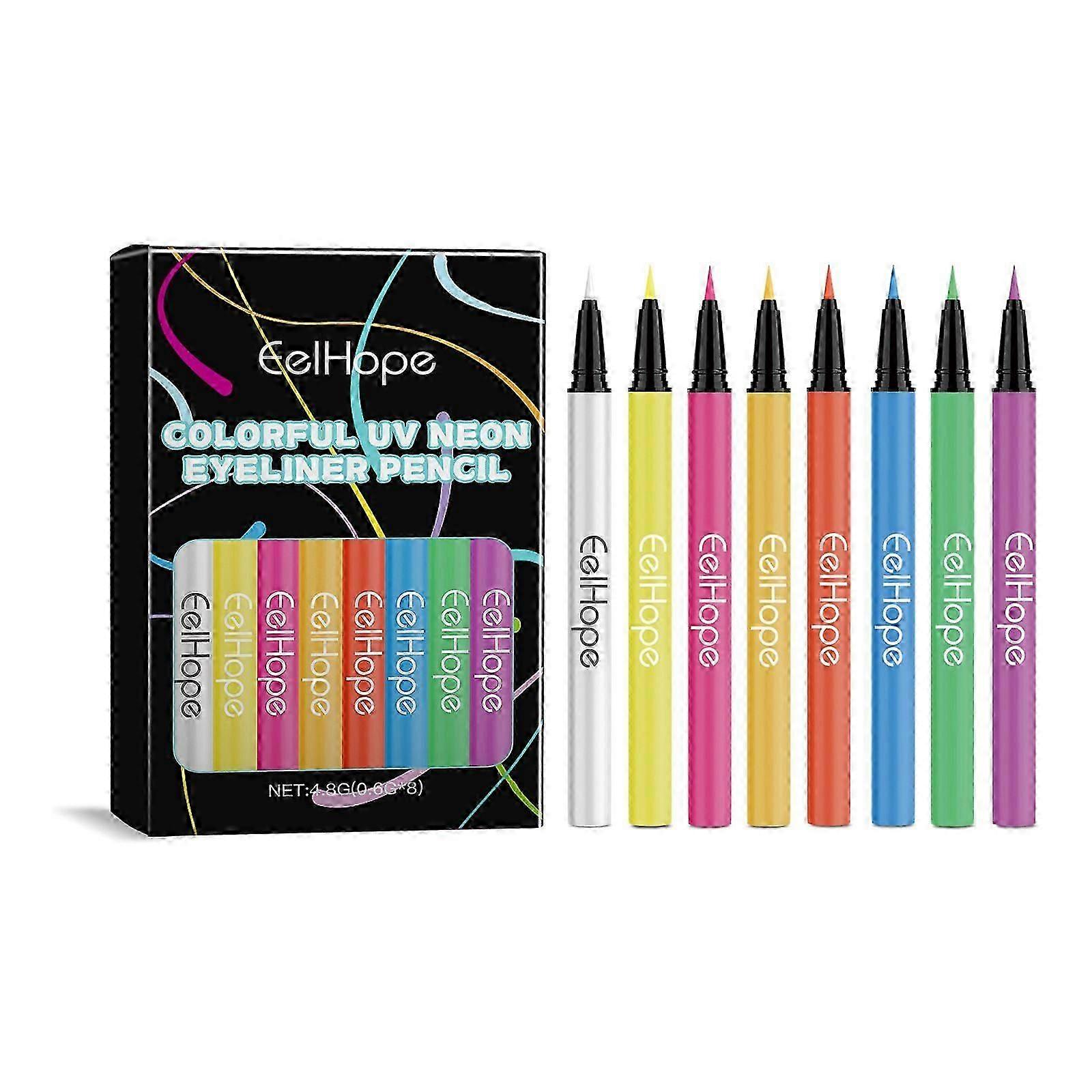 Eelhope 8 Colors Party Neon Liquid Eyeliner Silky Smooth Color Development Moisturizing Smooth Eyeliner