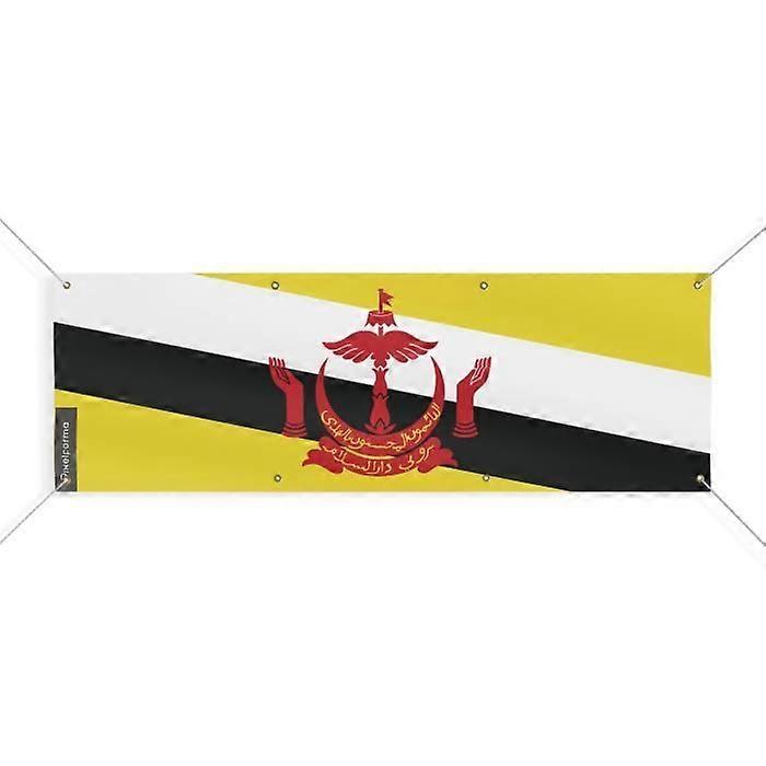 Brunei Flag Banner 8 Grommets 200x600 cm