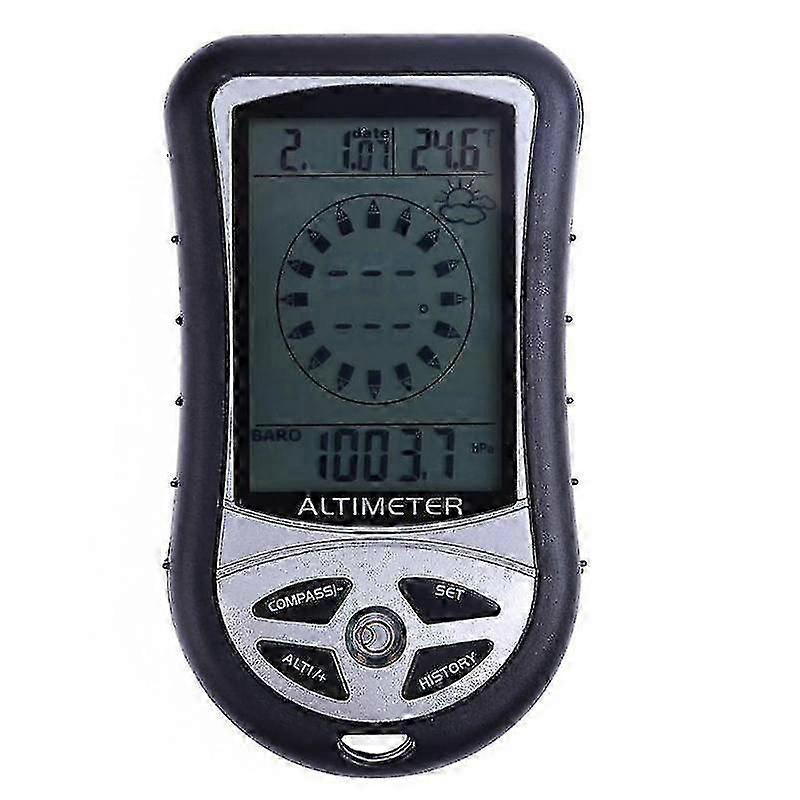 8 In 1 Electronic Handheld Compass Altimeter Barometer Thermometer Weather Forecast Time Calendar Starlight