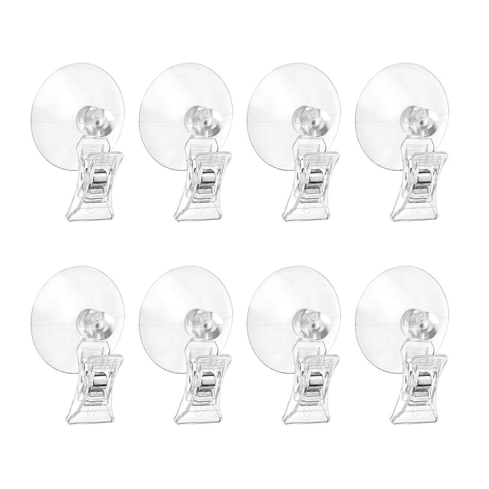 8Pcs Suction Cup Clip Holders Clear Hanging Solution Portable for Household Use Bathroom Window Display Organization
