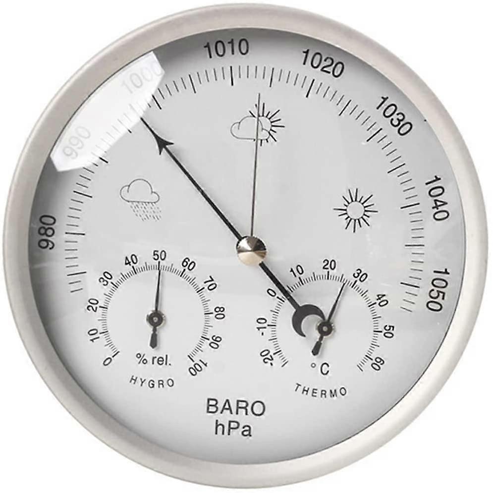 Barometer Weather Station with Hygrometer and Thermometer, Accurate Pressure Gauge, 5.2in Wall Mount