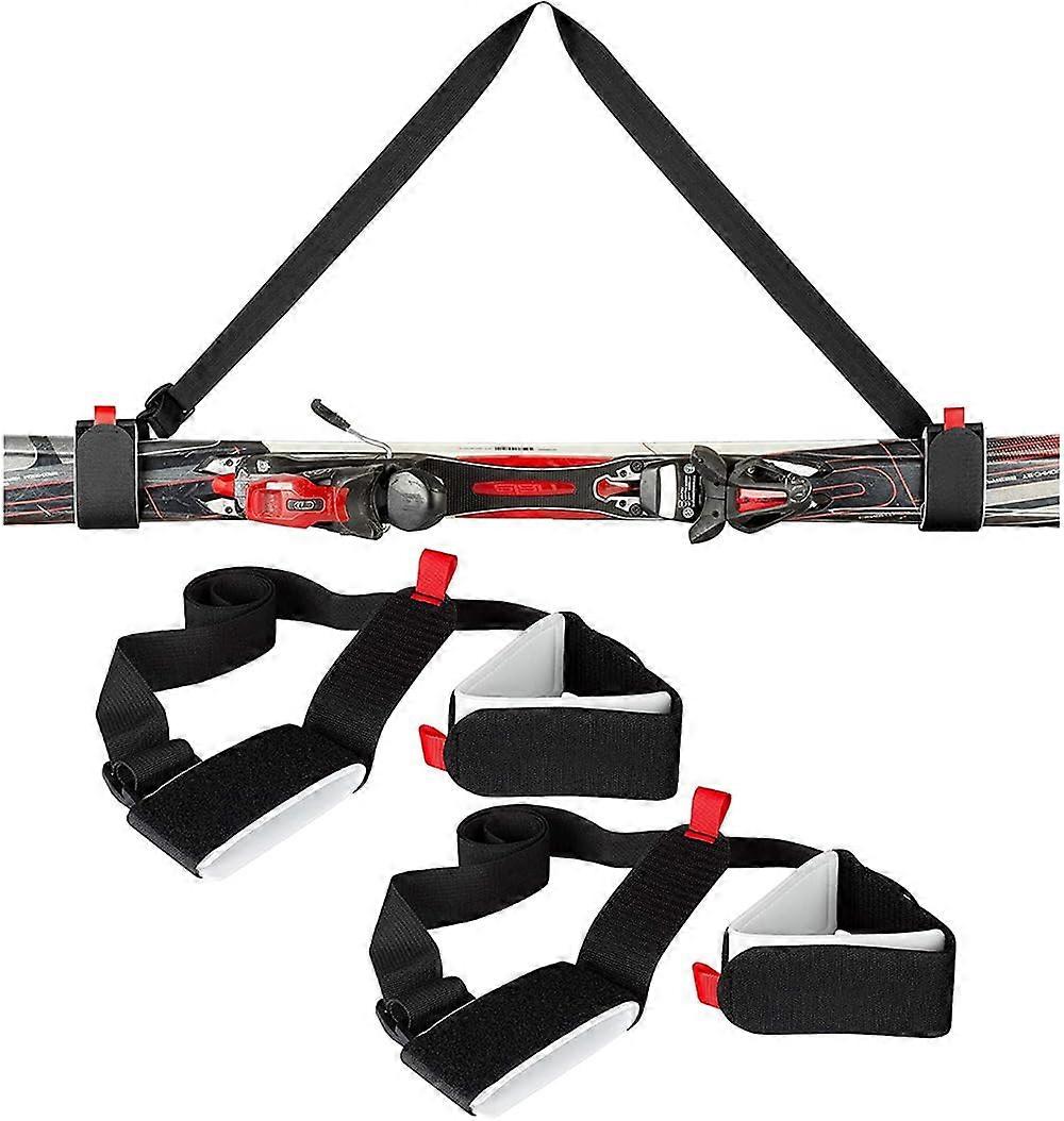 AIBLEH Ski Harness and Pole Harness, The Shoulder Strap is also a Boot Strap, Adjustable Padded Ski Strap Sunset Chevron Orange/Evening Red